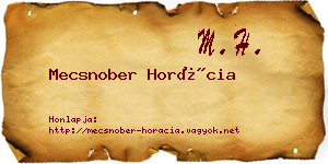 Mecsnober Horácia névjegykártya